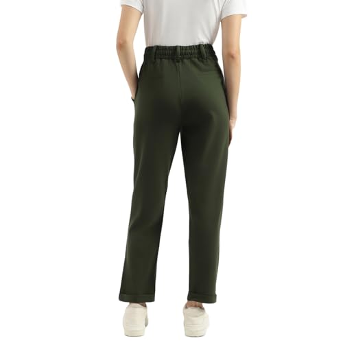 UNITED COLORS OF BENETTON Solid Narrow Fit Trousers (Size: XS)-25P3DI4DF00JG22M Green