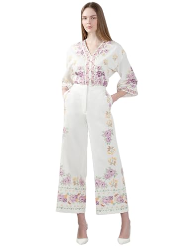 VERO MODA Women's Straight Fit High Rise White Pants