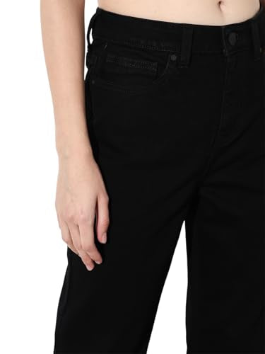ONLY Women's Solid Straight Fit High-Rise Black Jeans
