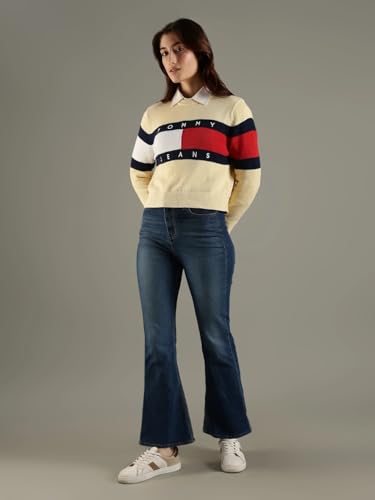 Tommy Hilfiger Relaxed Fit Cotton Crew Neck Sweater Yellow