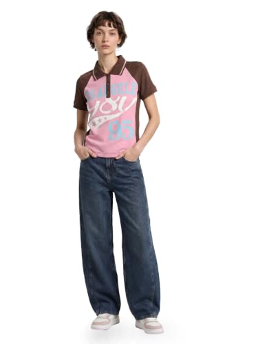 ONLY Women's Typographic Regular Fit Multicolor T-Shirt