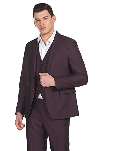 Men Wine Reversible Waistcoat Three Piece Suit
