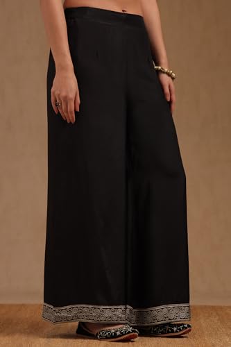 Soch Womens Black Muslin Ethnic Motifs Co-Ord Set With Zari