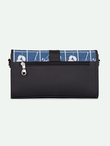 ZOUK Rhea Kapoor Tarini Clutch for Women | Elegant Flap Closure Evening Clutch | Detachable Adjustable Strap | Party & Formal Event Purse | Lakshadweep Azure