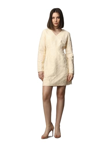 ONLY Women Self Design Party Beige A-line Dress