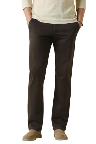 Men Brown Solid Casual Trousers