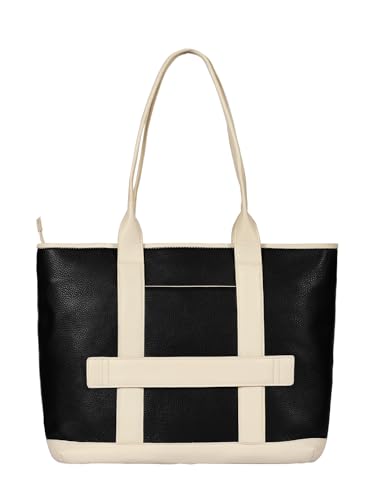 eske Paloma Genuine Leather Braided Tote Bag For Women (Vanilla Black)