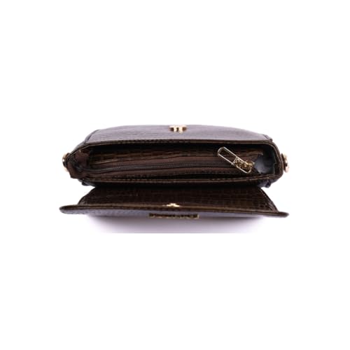 Firme Croco Women's Leather Sling Bag | Sling Bag for Women | Lightweight | Black (M Green)