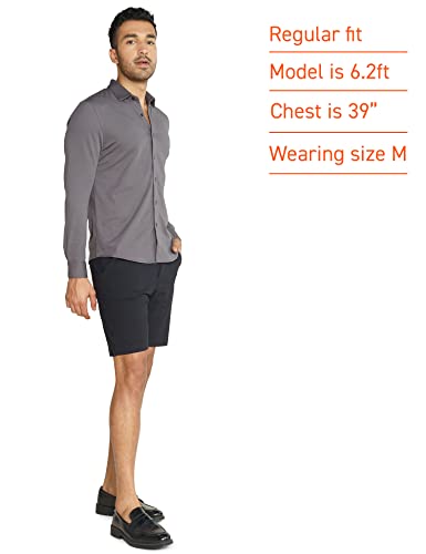 DAMENSCH Constant Cotton Thermoregulating Pique Full Shirts-Pack of 1-Blackened Pearl-Medium