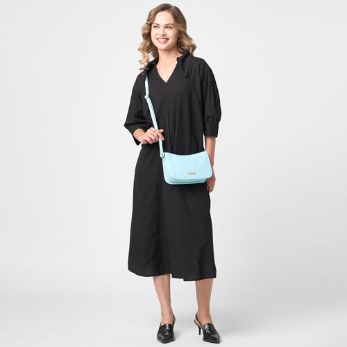 Caprese Carol Medium Sling Bag for Women with Adjustable Strap & Zipper Closure for Comfortable Wear | Versatile Handbag for Everyday Use, Travel, and Special Occasions (Powder Blue)