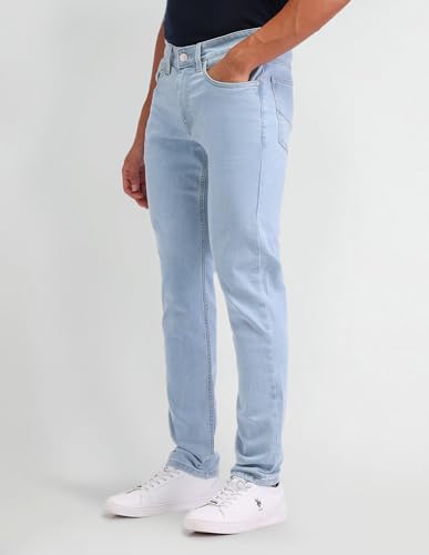 U.S. Polo Assn. Denim Co. Men's Brandon Slim Tapered Fit Blue Jeans (UDJEN1252_Light Wash_36)