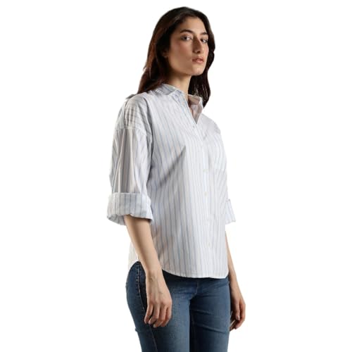 Tommy Hilfiger Striped Relaxed Fit Cotton Shirt Light-Blue