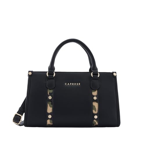 Caprese Chelsea Medium Satchel Bag for Women | Elegant Multi-Compartment Office Handbag with Adjustable & Detachable Strap | Shoulder & Crossbody Sling Bag with Zipper Closure (Black)