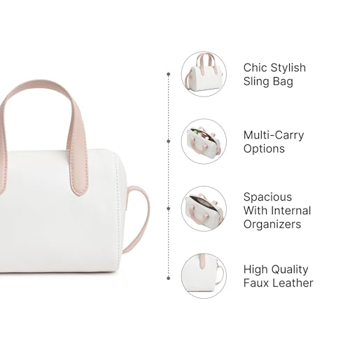 Fastrack Spacious Sling Bag for Girls | Stylish Crossbody Bag for Girls, Ladies, Women | Minimalistic Bag Made of Faux Leather (Powder Pink)