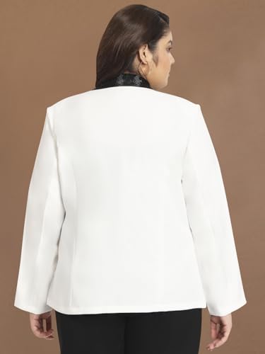 wild U Women Plus Size Blazer | Sequin Embellished | Mild Stretch | Western Stylish Cocktail Jacket (White, Size : 5XL)