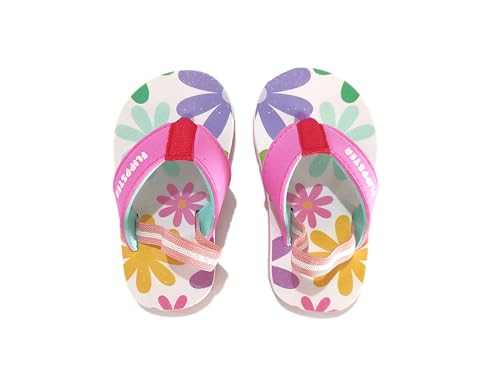 FLIPPSTER Kids Flip Flops With Cute Pink Mint Floral Print, Casual Summer Wear for Little Kids (UK Footwear Size System, Little Kid, Numeric, Medium, 10)
