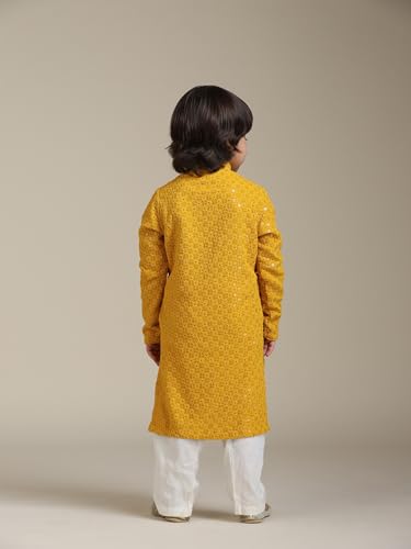 Manyavar Boys Viscose Sequined Kurta Pyjama Set (2pcs)(10-12 years)