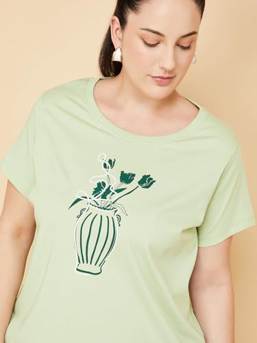 Max Women Printed T-Shirt (Green_4XL)