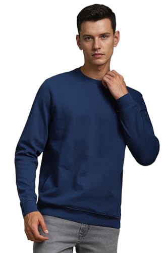 Louis Philippe Men Casual Blue Textured Sweatshirt