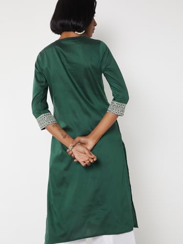 Max Women's Polyester Blend Regular Kurta (PFEKPA25FE_Green