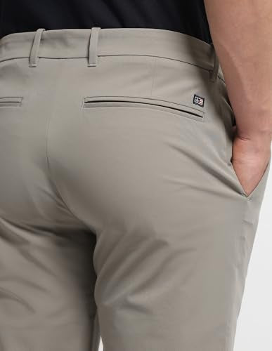 Arrow Sport Men's Hudson Tailored Fit Mid Rise Trousers (ASALTR2673_Light Khaki_36)