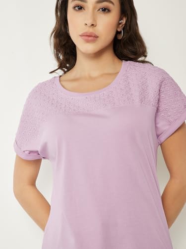 Max Women Embroidered Top (Purple_L)