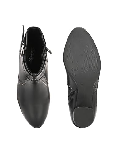 Delize Black Women mid heel platform boots-66513-38