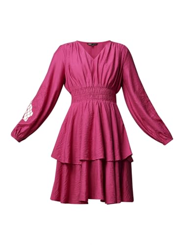 ONLY Women Self Design Casual Pink Fit and Flare Dress