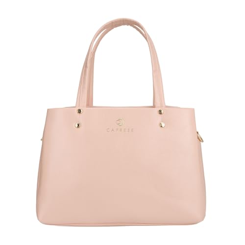 Caprese Geneva Medium Satchel Bag for Women with Adjustable & Detachable Strap & Multiple Compartments | Versatile Shoulder, Crossbody & Handheld Bag for Work, Travel, and Everyday Use (Pink Sorbet)