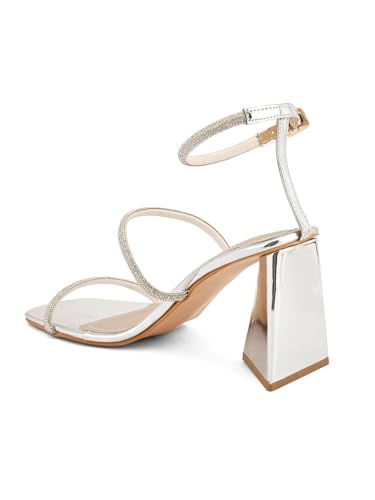 pelle albero Women Silver Embellished Ankle Strap Block Heels Sandals PA-PL-5051_Silver_41