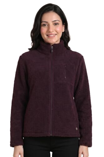 Zivame Sherpa Knit Poly Winter Loungewear Jacket - Wine