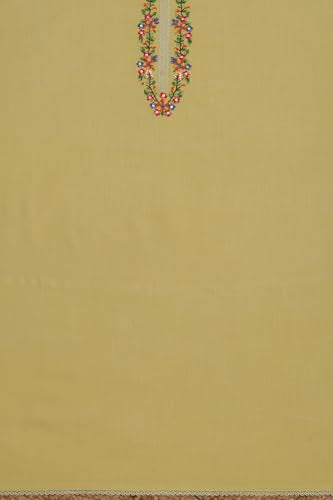 Soch Womens Light Yellow Rayon Embroidered Unstitched Dress Material With Thread Work