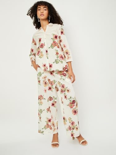 Max Women Floral Print Shirt (Off White_M)