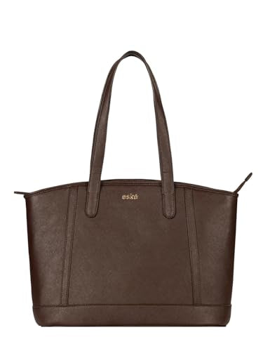 eske Yara Vegan Leather Tote Bag For Women (Brown Saffiano)