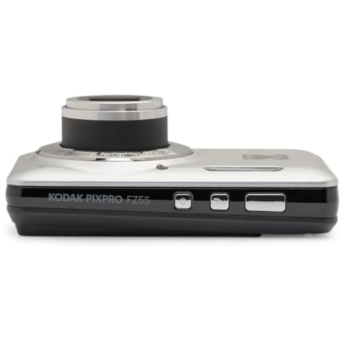 Kodak PIXPRO FZ55 Digital Camera (Silver) | 16MP Sensor, 5X Optical Zoom, 28mm Wide-Angle Lens & Full HD Video | Great for Travel & Beginner Photography (FZ55SR) + 32GB Card + Case + Cleaning Cloth