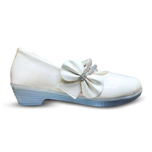 TrendStation Girls' Embellished Slip-on Diamond Glittery Flats Welcro Bellies. (White, UK Footwear Size System, Toddler, Age Range, Medium, 15 Months, 18 Months)