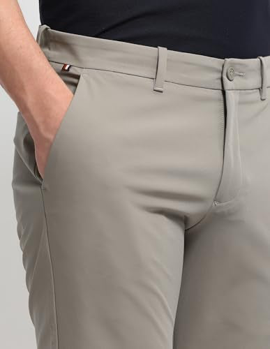 Arrow Sport Men's Hudson Tailored Fit Mid Rise Trousers (ASALTR2673_Light Khaki_36)