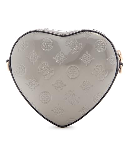 GUESS Pewter Logo Textured Arnela Mini Heart Shape Crossbody Bag