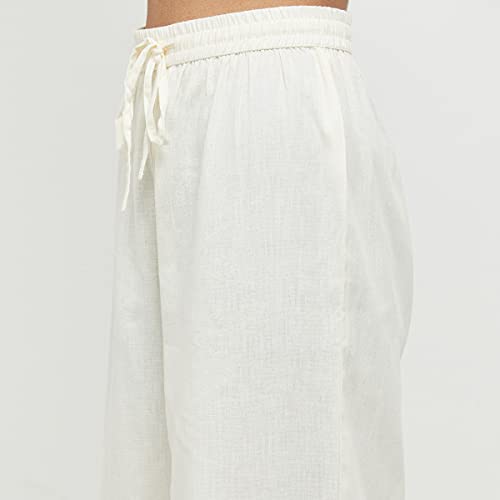Max Women Lace Hem Loose Mid Rise Palazzos (NOOSCWPLCROFF White)_Large