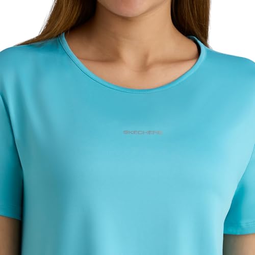 Skechers Women Reflective Tape Detailed Blue T-Shirts
