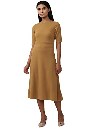 Van Heusen Women's Polyester Blend Classic Below The Knee Dress (VWCDFRGF482328_Brown