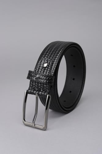 Men Black Textured Casual Belt