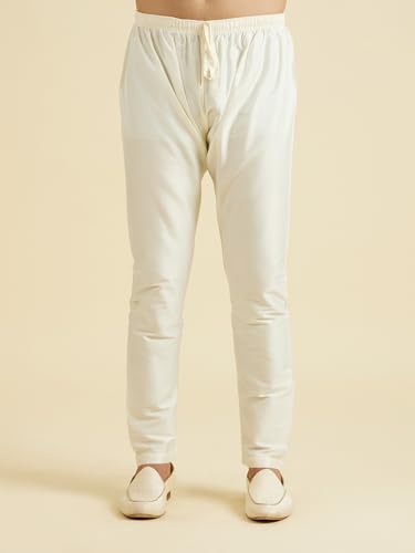 Manyavar Men's Art Silk Digital Print Kurta Pyjama Set (Peach,M)