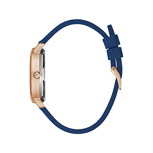 Guess Silicone Analog Rose Gold Dial Women's Watch-Gw0452L1,Blue Band