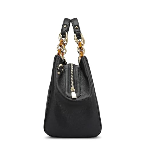 Da Milano Leather Satchel for Women - Black