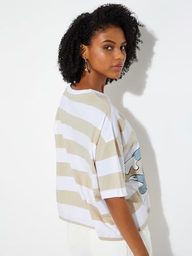 Max URB_N Women Tom & Jerry Boxy Fit T-Shirt (Beige_XS)
