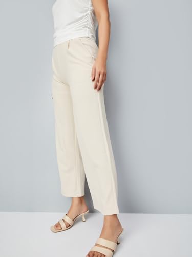 Max Women's Regular Casual Pants (SFB3604_Ecru