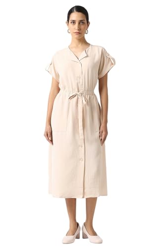 Women Beige Solid Casual Dress