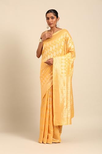 MOHEY Women's Yellow Art Silk Zari Weave Saree (YELLOW)