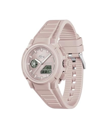 Lacoste Lc33 Qtz Basic Blush Sunray Round Dial Women's Watch|Pink Silicone Material|Pink Color Band - 2001429
